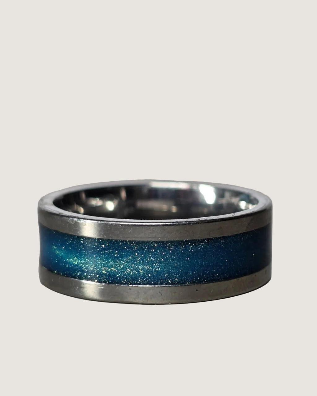 Silver Stardust Wide Band Ring