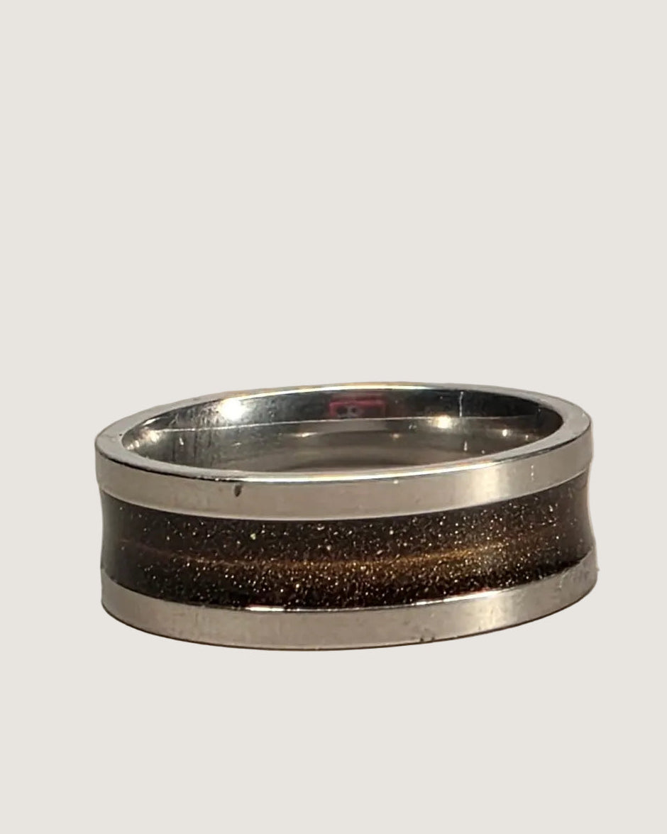 Silver Stardust Wide Band Ring