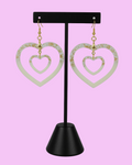 Double Heart Drop Earrings