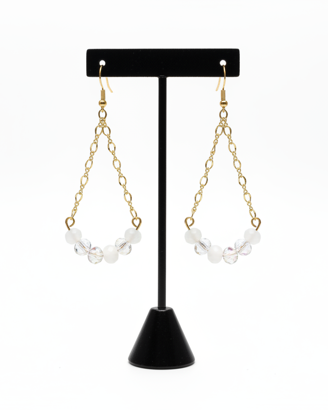 Earrings on black T-stand