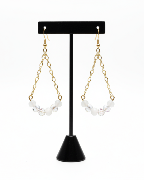 Earrings on black T-stand
