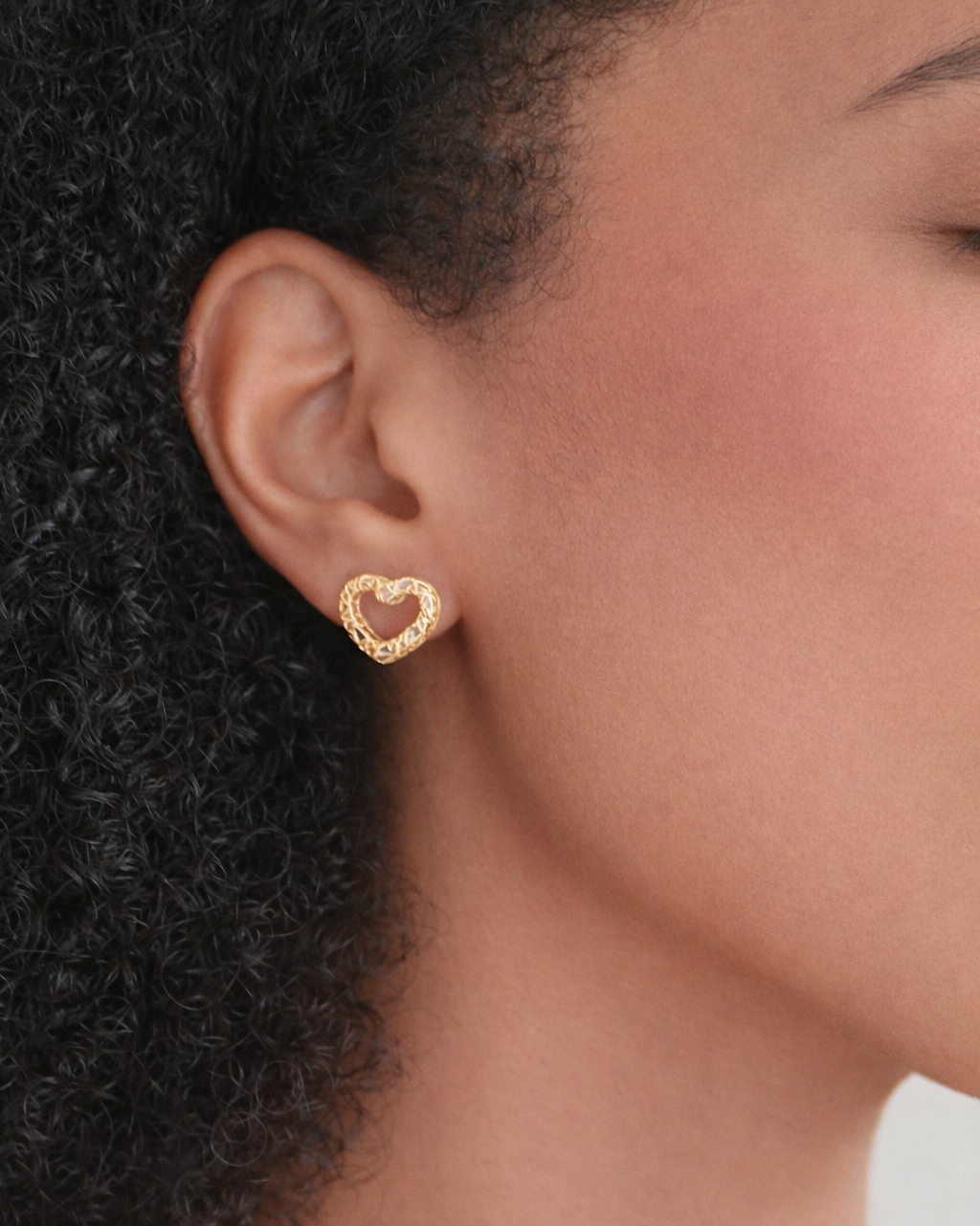 Gold Woven Heart Studs
