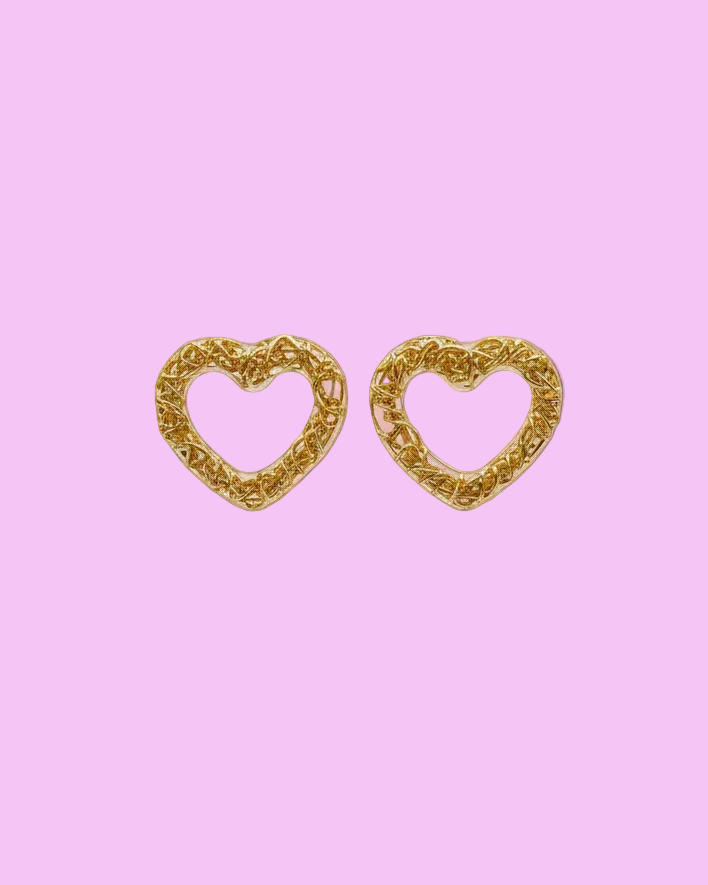 Gold Woven Heart Studs