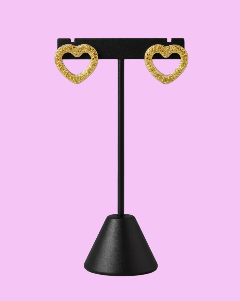 Gold Woven Heart Studs