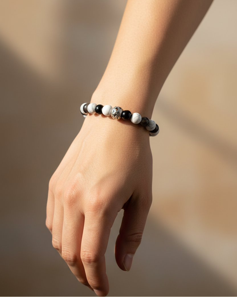 Onyx & Howlite Bracelet