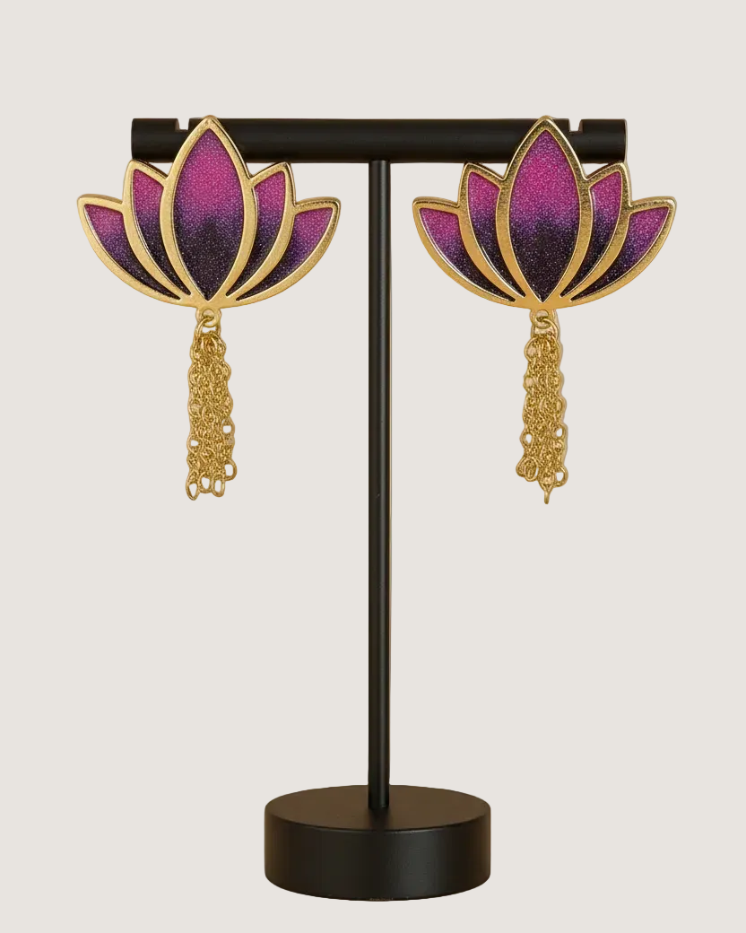 Lotus & Fringe Drop Earrings