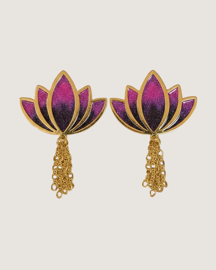 Lotus & Fringe Drop Earrings