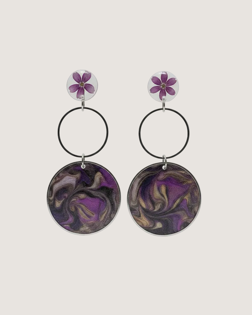 Floral Galaxy Swirl Hoops