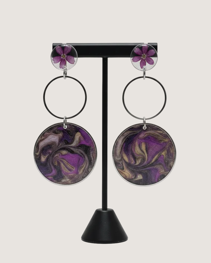 Floral Galaxy Swirl Hoops