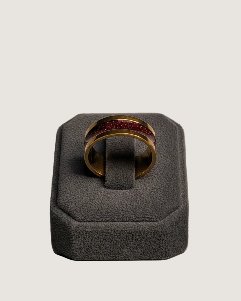 Gold Stardust Wide Band Ring