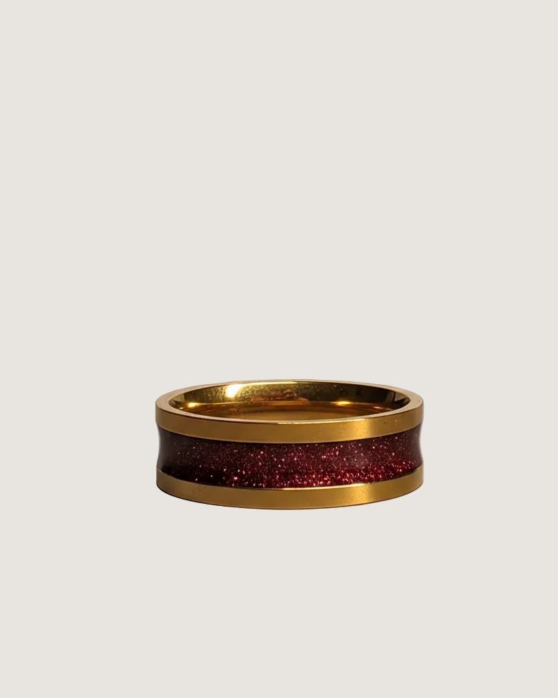 Gold Stardust Wide Band Ring